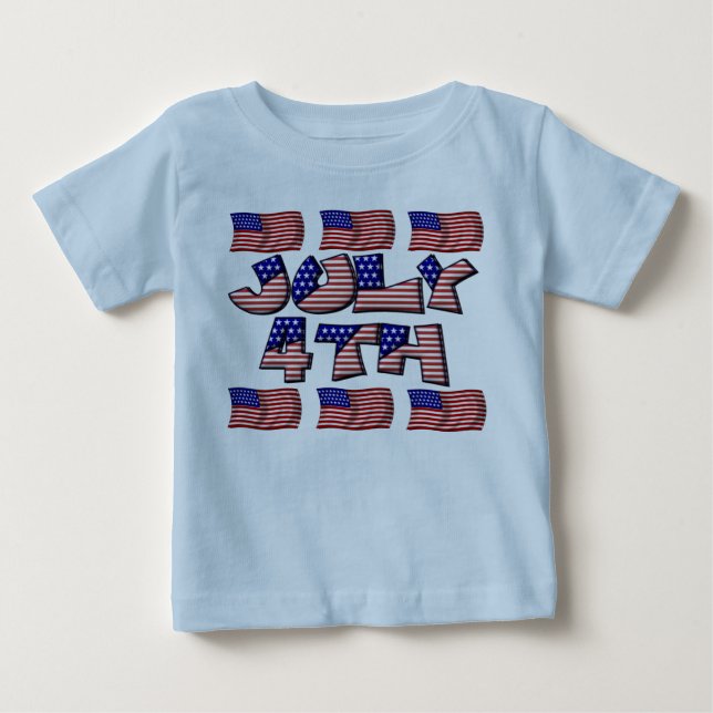 Camiseta Para Bebê 4 de julho de Flag (Frente)