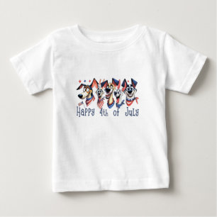 Camiseta Para Bebê 4 de julho. Dia da Independência. Cães Engraçados