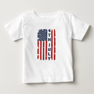 Camiseta Para Bebê 4 de julho e Bandeira do EUA Torna