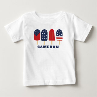 Camiseta Para Bebê 4 de julho Estrelas brancas brancas vermelhas Stri