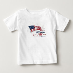 Camiseta Para Bebê 4 de Julho - Salpico de Pintura Artística da Bande