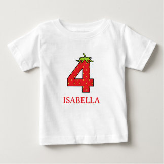 Camiseta Para Bebê 4th Birthday strawberry theme Party