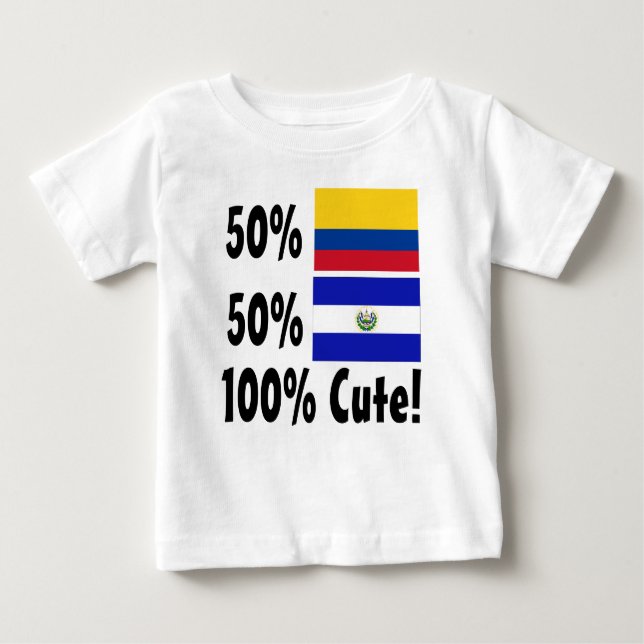 Camiseta Para Bebê 50% 50% colombiano Salvadorenho 100% bonito (Frente)
