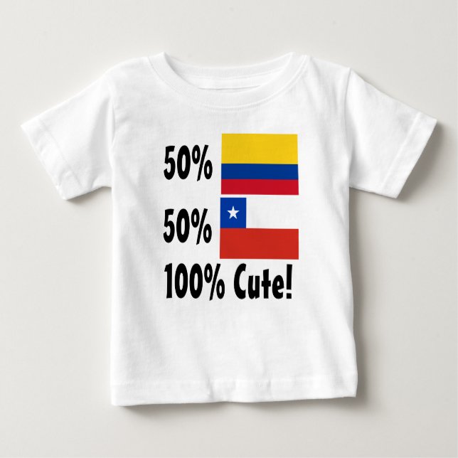 Camiseta Para Bebê 50% colombiana 50% chilena 100% (Frente)