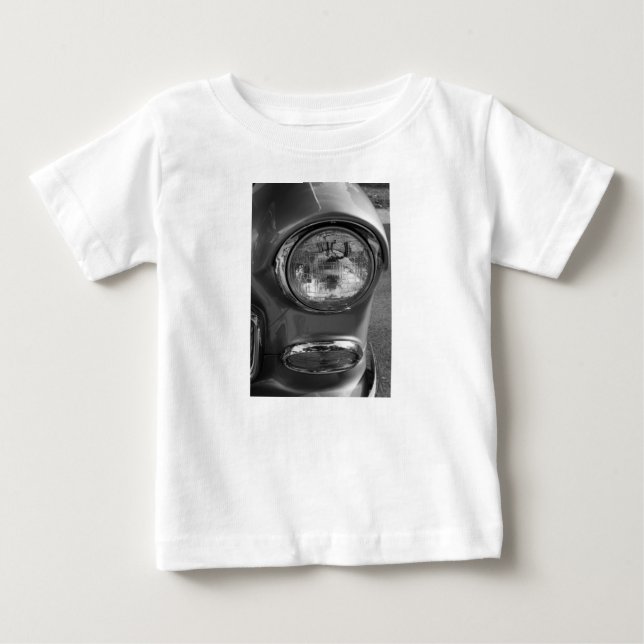 Camiseta Para Bebê 55 Chevy Headlight Grayscale (Frente)