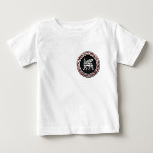 Camiseta Para Bebê [600] Bull voada Babylonian [prata] [3D] (Frente)