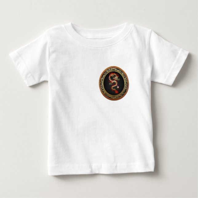 Camiseta Para Bebê [600] Dragão chinês Ouro Fucanglong (Frente)