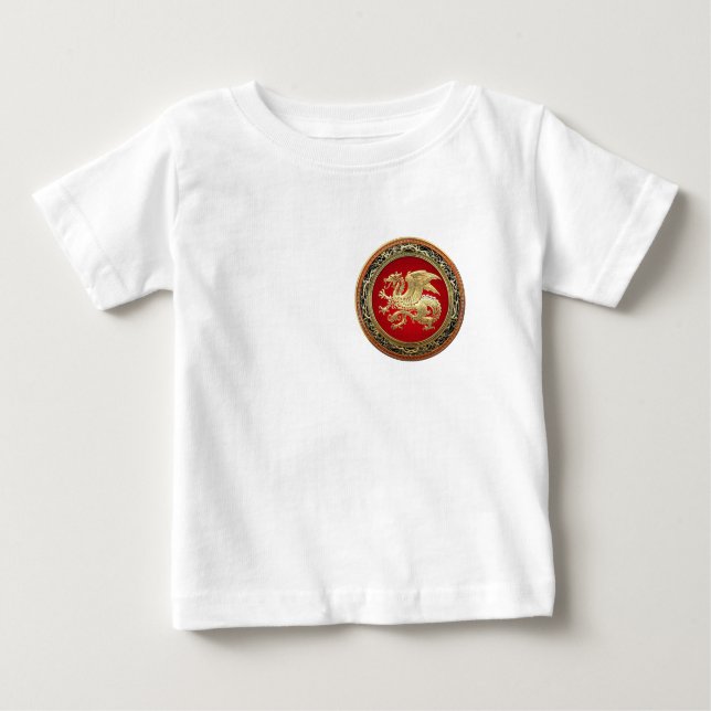 Camiseta Para Bebê [600] Dragão islandês, Landvæ ttir [Dourado] (Frente)