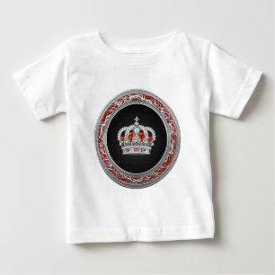 Camiseta Para Bebê [600] Príncipe-Princesa Coroa Rei-Rainha [Prata]