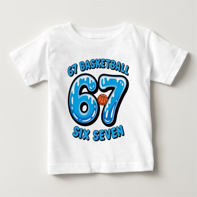 Camiseta Para Bebê 67 Basketball Six Seven Sports Meme Tee (Frente)
