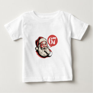 Camiseta Para Bebê 6 7 Natal Seis Sete Brainrot Papai Noel