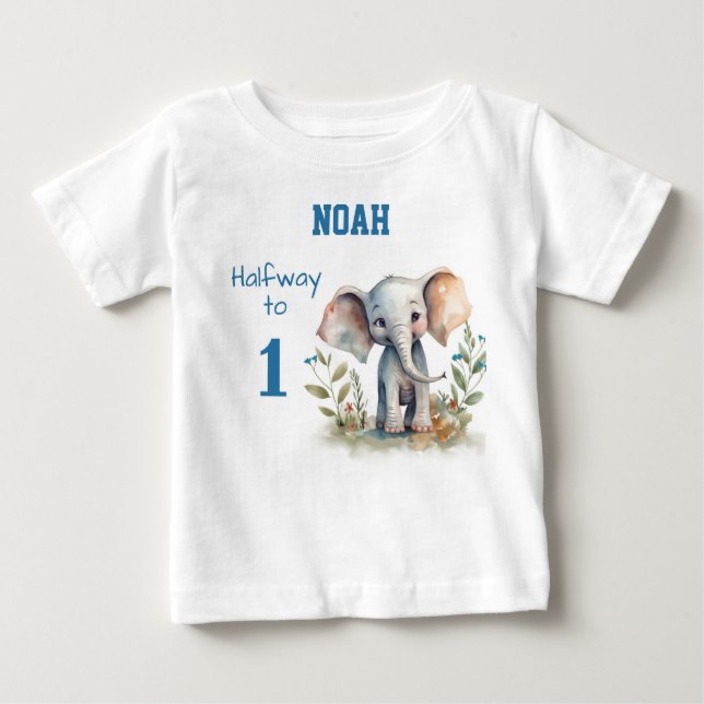 Camiseta Para Bebê 6 meses de idade Elefante (Frente)