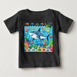 Camiseta Para Bebê 8-Bit Shark Adventure T-Shirt