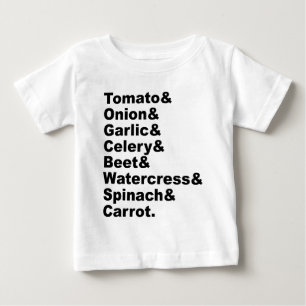 Camiseta Para Bebê 8 Legumes Benéficos que São Ótimos Juntos