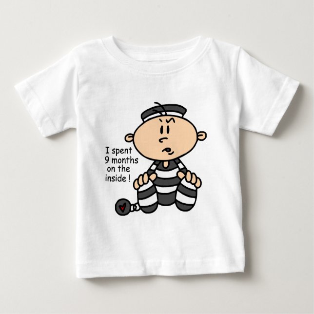 Camiseta Para Bebê 9 meses no prisioneiro interno do bebê (Frente)