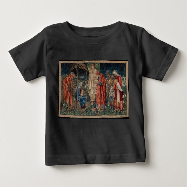 Camiseta Para Bebê A Adoração do Magi (por Edward Burne-Jones) (Frente)