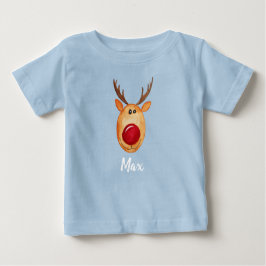 Camiseta Para Bebê A Aquarela do Bebê Menino Rudolph com Nome