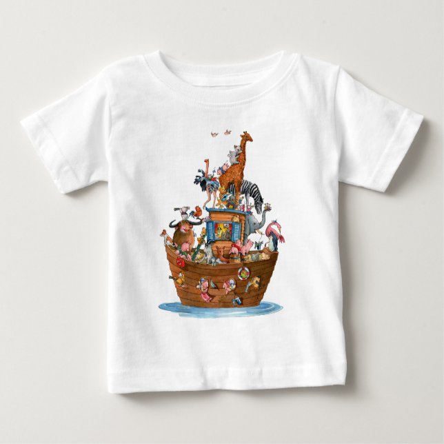 Camiseta Para Bebê A arca de Noah dos animais - t-shirt do bebê (Frente)