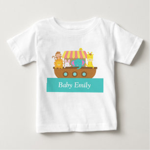 Camiseta Para Bebê A Arca de Noé, Animais Fofos para Bebê Menino ou M