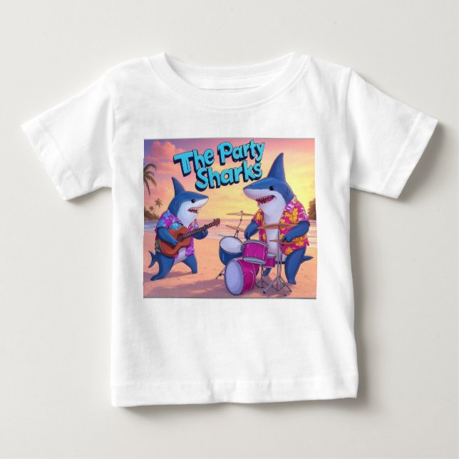 Camiseta Para Bebê A Banda de Tubarões da Parte (Frente)