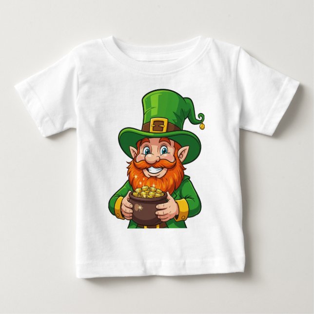 Camiseta Para Bebê A Bright Cheerful Cartoon Leprechaun (Frente)