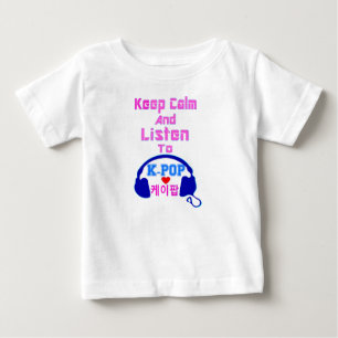 Camiseta Para Bebê a calma do ♪♥Keep & escuta o plissado Tee♥
