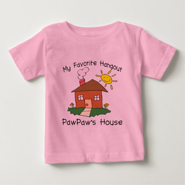 Camiseta Para Bebê A casa do PawPaw favorito do lugar frequentado (Frente)