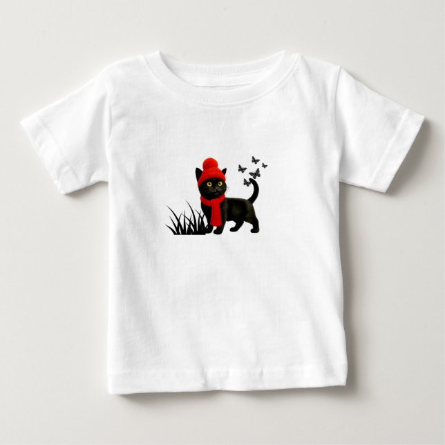 Camiseta Para Bebê a cat (Frente)