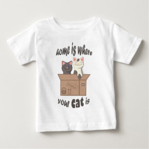 Camiseta Para Bebê A citação engraçada de Home é onde seu gato está