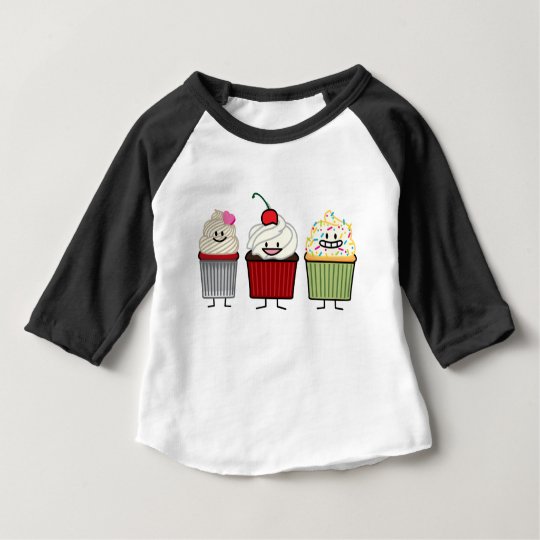 Camiseta Para Bebê A crosta de gelo da família do cupcake polvilha o