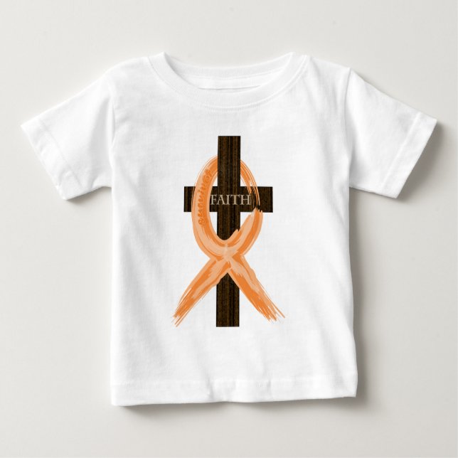 Camiseta Para Bebê A cruz do sobrevivente alaranjado da leucemia da (Frente)
