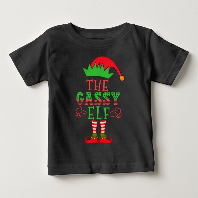 Camiseta Para Bebê A Família Gassy Elf Correspondendo ao Natal Pajama (Frente)