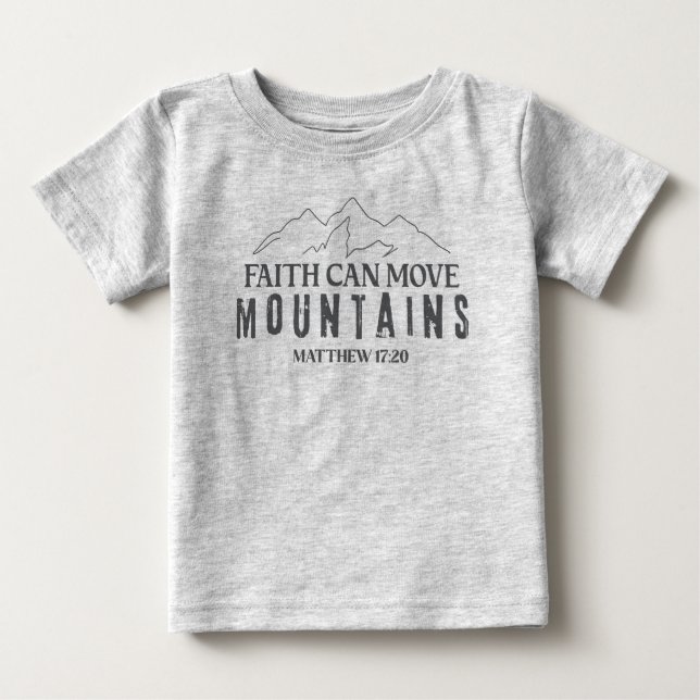 Camiseta Para Bebê A Fé Move Montanhas Cristã (Frente)