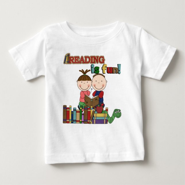 Camiseta Para Bebê A figura leitura da vara dos miúdos é divertimento (Frente)