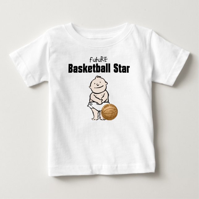 Camiseta Para Bebê A futura camiseta do bebê estrela de basquete (Frente)