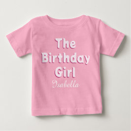 Camiseta Para Bebê A garota de aniversário rosa fofa