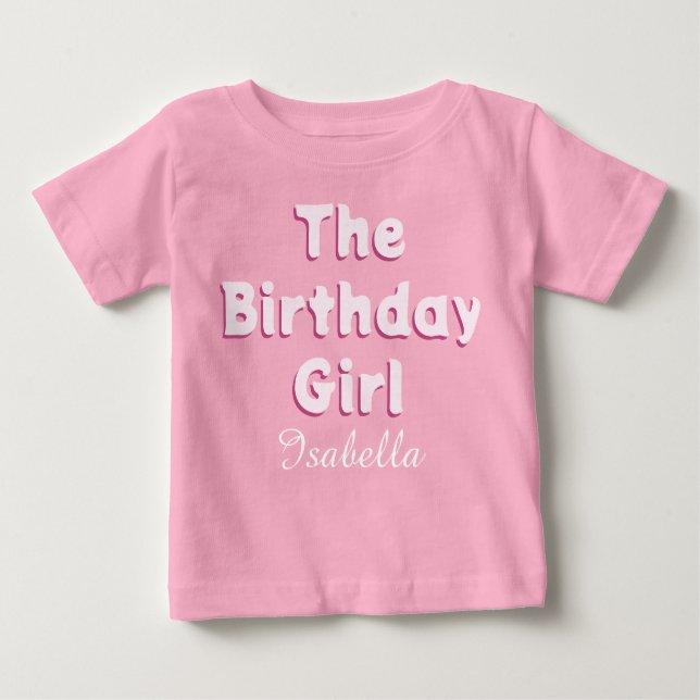 Camiseta Para Bebê A garota de aniversário rosa fofa (Frente)