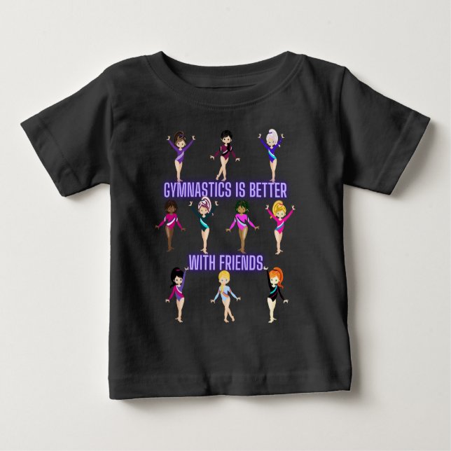 Camiseta Para Bebê A ginástica É Melhor Com Amigos (Frente)