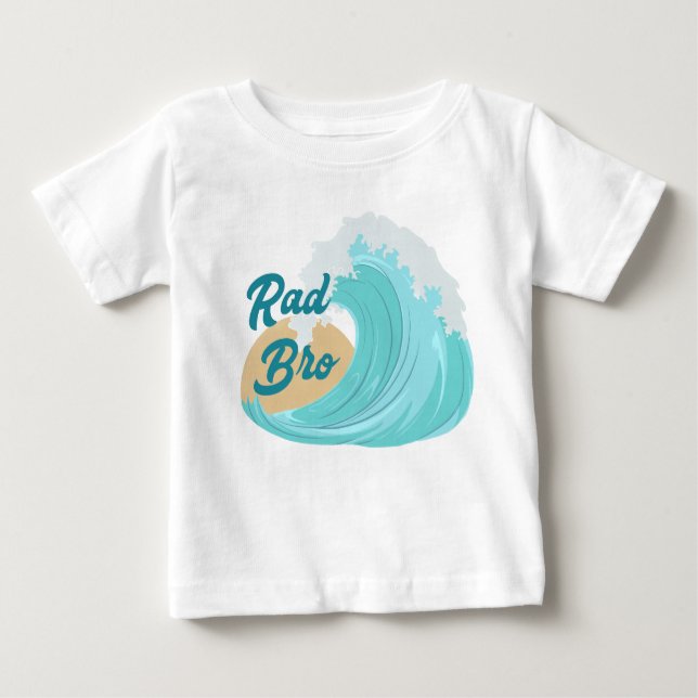 Camiseta Para Bebê A Grande Onda, Aniversário Rad Bro Wave T-Shirt (Frente)