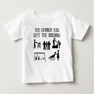 Camiseta Para Bebê A igreja saiu da construção
