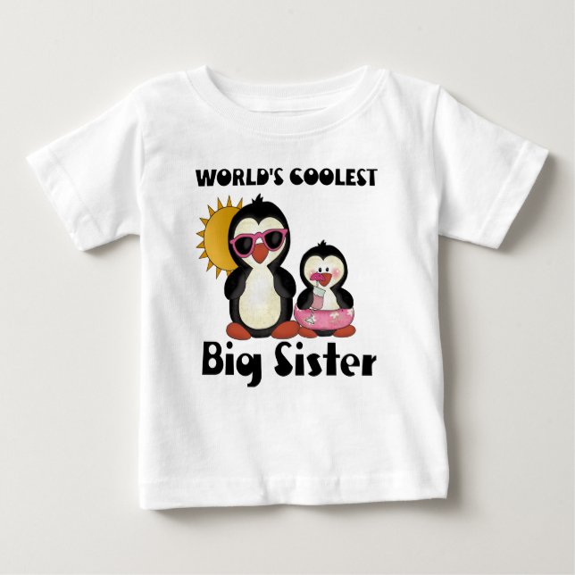 Camiseta Para Bebê A Irmã mais Fria Penguin (Frente)