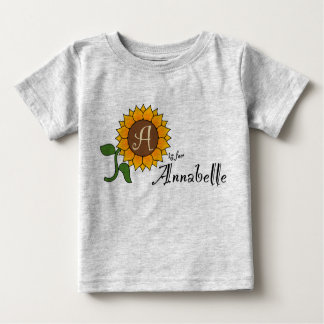 Camiseta Para Bebê A is for Annabelle Sunflower T Shirt
