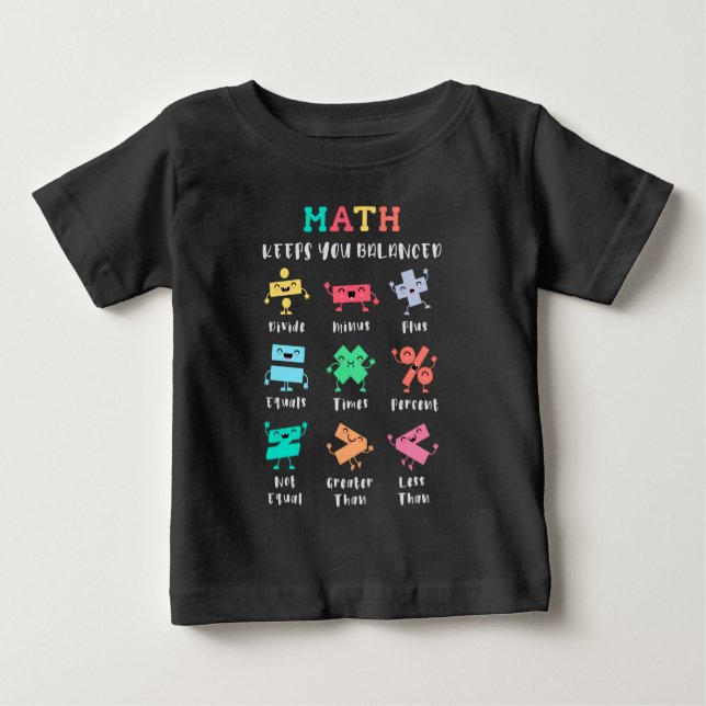 Camiseta Para Bebê A matemática mantém você equilibrado (Frente)
