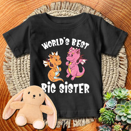 Camiseta Para Bebê A Melhor Irmã Mais Velha do Mundo dos Dragões