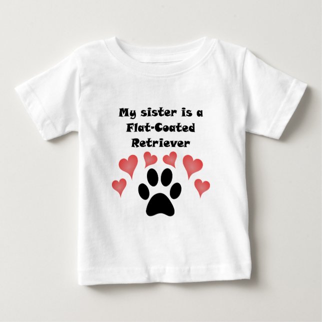 Camiseta Para Bebê A Minha Irmã É Uma Retriever Com Casas Planas (Frente)