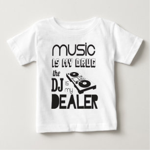 Camiseta Para Bebê A música é minha droga. O DJ é o negociante