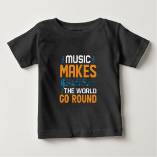 Camiseta Para Bebê A Música Faz O Mundo Envolver