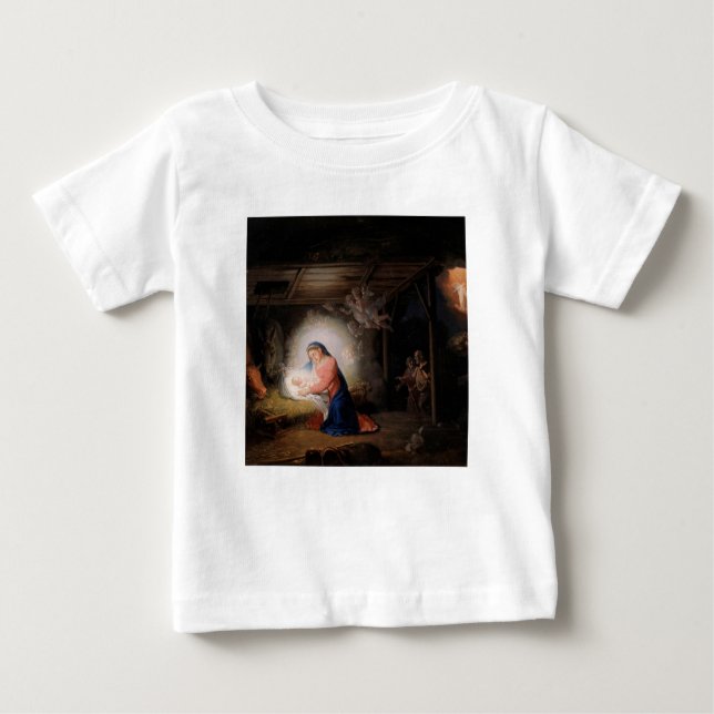 Camiseta Para Bebê A Natividade do Cristo (por Vladimir Borovikovsky) (Frente)