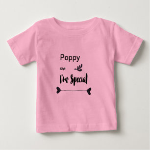 Camiseta Para Bebê A papoila diz que eu sou especial