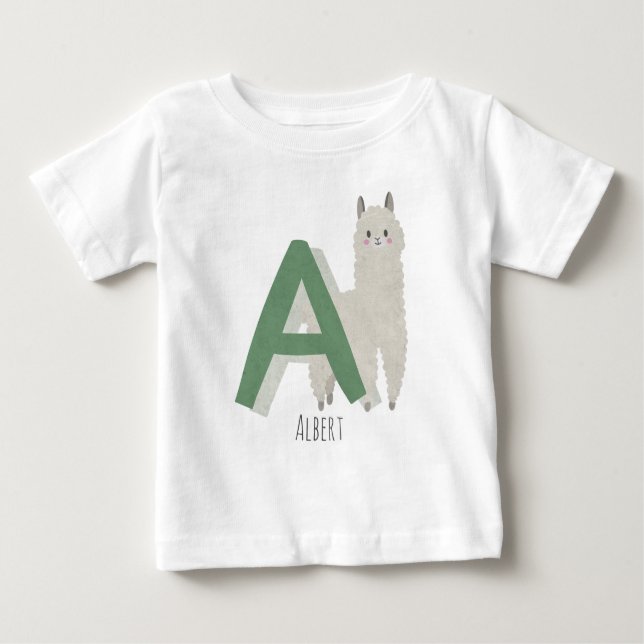 Camiseta Para Bebê A para Alpaca (Frente)